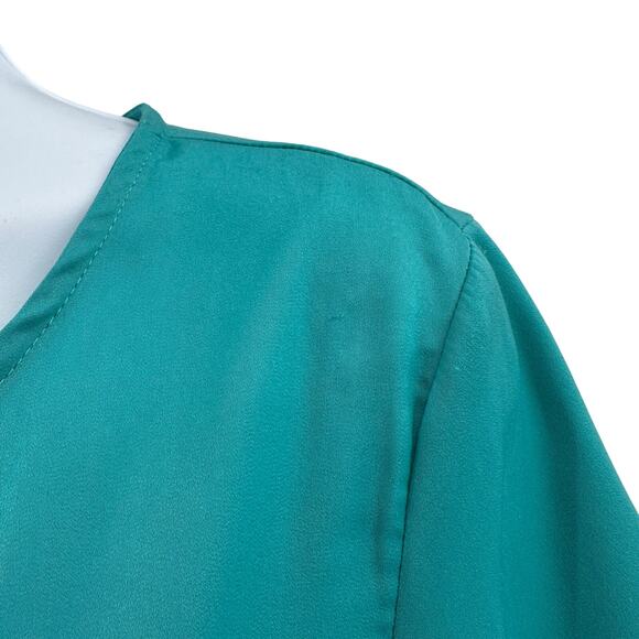 Pleione Top Sz S Teal Short Sleeve Chest Pocket Pullover Round Neck Lightweight - Picture 3 of 8